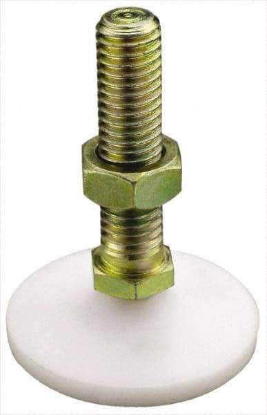 Made in USA - 3/8-16 Bolt Thread, Studded Pivotal Stud Mount Leveling Pad & Mount - 300 Max Lb Capacity, 1-1/4" Base Diam - Eagle Tool & Supply