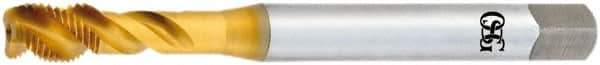OSG - M16x1.50 Metric Fine 3 Flute 6H Bottoming Spiral Flute Tap - Vanadium High Speed Steel, TiN Finish, 100mm OAL, Right Hand Flute, Right Hand Thread - Eagle Tool & Supply
