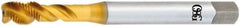 OSG - M16x1.50 Metric Fine 3 Flute 6H Bottoming Spiral Flute Tap - Vanadium High Speed Steel, TiN Finish, 100mm OAL, Right Hand Flute, Right Hand Thread - Eagle Tool & Supply