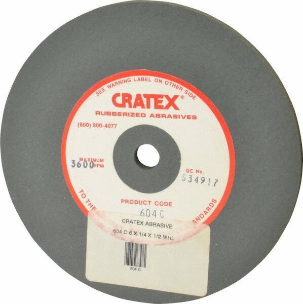 Cratex - 6" Diam x 1/2" Hole x 1/4" Thick, Surface Grinding Wheel - Silicon Carbide, Coarse Grade, 3,600 Max RPM, Rubber Bond, No Recess - Eagle Tool & Supply