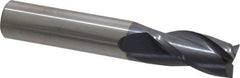 SGS - 1/2", 1" LOC, 1/2" Shank Diam, 3" OAL, 3 Flute, Solid Carbide Square End Mill - Single End, AlTiN Finish, Spiral Flute, 30° Helix, Centercutting, Right Hand Cut, Right Hand Flute, Series 5 - Eagle Tool & Supply