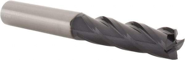 SGS - 5/8", 2-1/4" LOC, 5/8" Shank Diam, 5" OAL, 4 Flute, Solid Carbide Square End Mill - Single End, AlTiN Finish, Spiral Flute, 30° Helix, Centercutting, Right Hand Cut, Right Hand Flute, Series 1L - Eagle Tool & Supply