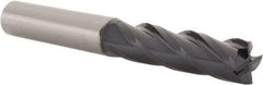 SGS - 5/8", 2-1/4" LOC, 5/8" Shank Diam, 5" OAL, 4 Flute, Solid Carbide Square End Mill - Single End, AlTiN Finish, Spiral Flute, 30° Helix, Centercutting, Right Hand Cut, Right Hand Flute, Series 1L - Eagle Tool & Supply