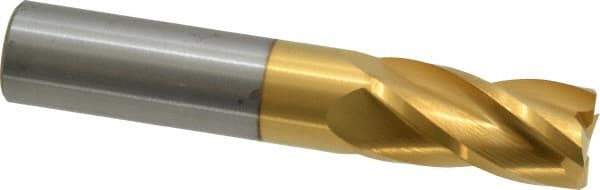Atrax - 5/8", 1-1/4" LOC, 5/8" Shank Diam, 3-1/2" OAL, 4 Flute, Solid Carbide Square End Mill - Single End, TiN Finish, Spiral Flute, 30° Helix, Centercutting, Right Hand Cut - Eagle Tool & Supply