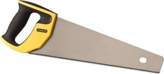 Stanley - 15" Steel Blade Fine Finish Saw - Ergonomic High Impact Polypropylene, Rubber Handle with Cushion Grip, 18-3/4" OAL - Eagle Tool & Supply