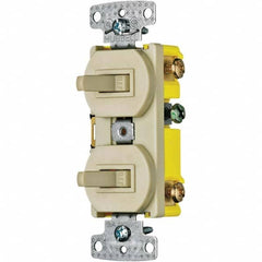 Hubbell Wiring Device-Kellems - Combination Wall Switch & Receptacles Combination Switch/Receptacle Type: Toggle Switch Color: Ivory - Eagle Tool & Supply