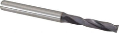 Kennametal - 3/16" 180° Spiral Flute Solid Carbide Screw Machine Drill Bit - TiAlN Finish, Right Hand Cut, 1-7/64" Flute Length, 66mm OAL, Flat-Bottom Point, Straight Shank, Through Coolant - Eagle Tool & Supply