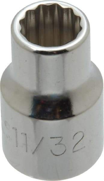 Proto - 11/32", 3/8" Drive, Standard Hand Socket - 12 Points, 1-3/32" OAL, Alloy Steel, Chrome Finish - Eagle Tool & Supply