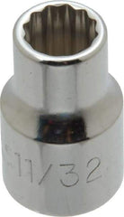 Proto - 11/32", 3/8" Drive, Standard Hand Socket - 12 Points, 1-3/32" OAL, Alloy Steel, Chrome Finish - Eagle Tool & Supply