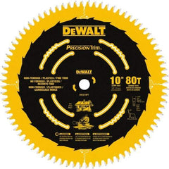 DeWALT - 10" Diam, 5/8" Arbor Hole Diam, 80 Tooth Wet & Dry Cut Saw Blade - Carbide-Tipped, Crosscut Action, Standard Round Arbor - Eagle Tool & Supply