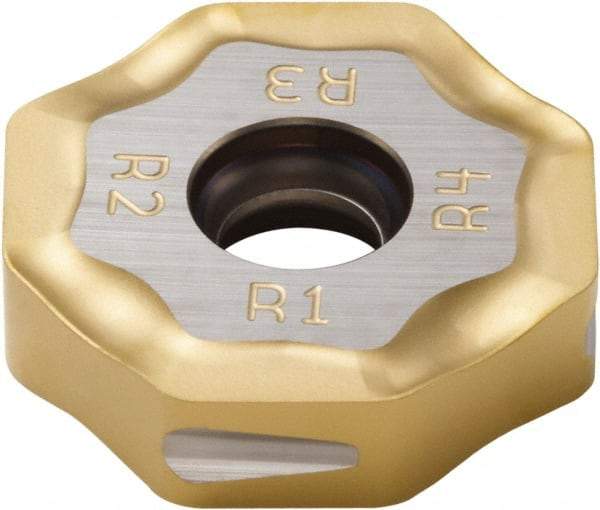 Seco - ONEU090520 M14 Grade F40M Carbide Milling Insert - TiAlN/TiN Finish, 0.228" Thick, 0.843" Inscribed Circle - Eagle Tool & Supply
