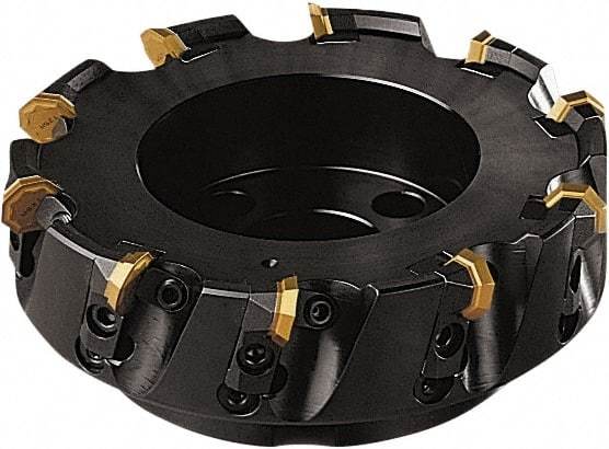 Seco - 172mm Cut Diam, 40mm Arbor Hole, 5mm Max Depth of Cut, 43° Indexable Chamfer & Angle Face Mill - 10 Inserts, OF.. 0704 Insert, Right Hand Cut, 10 Flutes, Series OctoMill - Eagle Tool & Supply