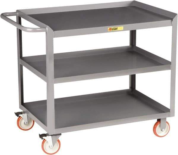 Little Giant - 1,200 Lb Capacity, 3 Shelf Mobile Workstation - 48" Wide x 24" Deep x 34" High, Steel, Gray - Eagle Tool & Supply