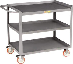 Little Giant - 1,200 Lb Capacity, 3 Shelf Mobile Workstation - 36" Wide x 24" Deep x 34" High, Steel, Gray - Eagle Tool & Supply