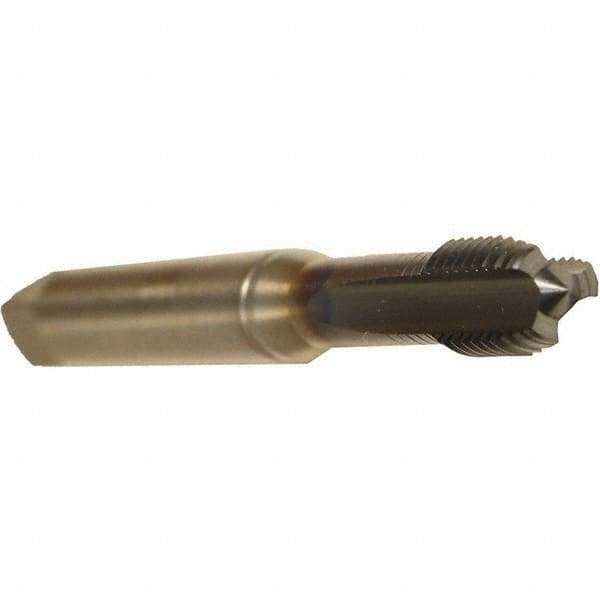 Emuge - M6x1.00 Metric Coarse 6HX 3 Flute TiCN Finish Cobalt Straight Flute Machine Tap - Modified Bottoming, Right Hand Thread, 80mm OAL, 17mm Thread Length, Oversize, Through Coolant - Exact Industrial Supply