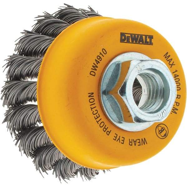 DeWALT - 5/8-11 Threaded Arbor, Cup Brush - 0.02 Wire Diam - Eagle Tool & Supply