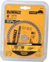 DeWALT - 4" Diam, 7/8" Arbor Hole Diam, Wet & Dry Cut Saw Blade - Diamond-Tipped, Standard Round Arbor - Eagle Tool & Supply