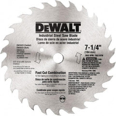 DeWALT - 7-1/4" Diam, 20 Tooth Wet & Dry Cut Saw Blade - Steel, Standard Round Arbor - Eagle Tool & Supply