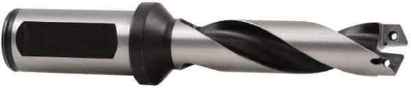 Allied Machine and Engineering - Series Z, 11.5 to 12.5mm Diam, 20mm Diam Straight Shank with Flange, Helical Flute Spade Drill - 111.1mm Max Depth, 142.9mm Body Length, 182.4mm OAL, Extended Length, Through Coolant - Eagle Tool & Supply