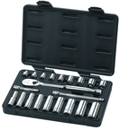 21 Piece - 3/8" Drive - 6 & 12 Point - Socket & Ratchet Set SAE - Eagle Tool & Supply