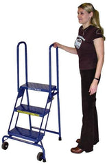 Ballymore - 52" 3 Step Ladder - Portable Folding Safety Ladder, 350 Lb Capacity, 30" Platform Height, 24" Base Width x 23" Base Depth, Perforated Tread - Eagle Tool & Supply