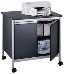 Safco - 200 Lb Capacity, 1 Shelf, 2 Door Mobile Machine Stand - 32" Wide x 24-1/2" Deep x 30-1/8" High, Steel, Black - Eagle Tool & Supply