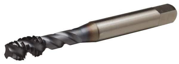 OSG - 7/8-9 UNC 4 Flute 3B Modified Bottoming Spiral Flute Tap - Vanadium High Speed Steel, TiCN Finish, 4-11/16" OAL, Right Hand Flute, Right Hand Thread, H4, Series EXOTAP VA3 - Eagle Tool & Supply