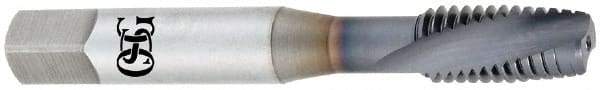 OSG - M12x1.75 Metric Coarse 2 Flute 6H Plug Spiral Flute Tap - Vanadium High Speed Steel, TiCN Finish, 3-3/8" OAL, Left Hand Flute, Right Hand Thread, D6, Series 13159 - Eagle Tool & Supply