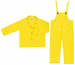 MCR Safety - Size S, Yellow, Rain Three Piece Suit - 49" Chest, Detachable Hood, Take Up Snaps Ankle, Take Up Snaps Wrist - Eagle Tool & Supply