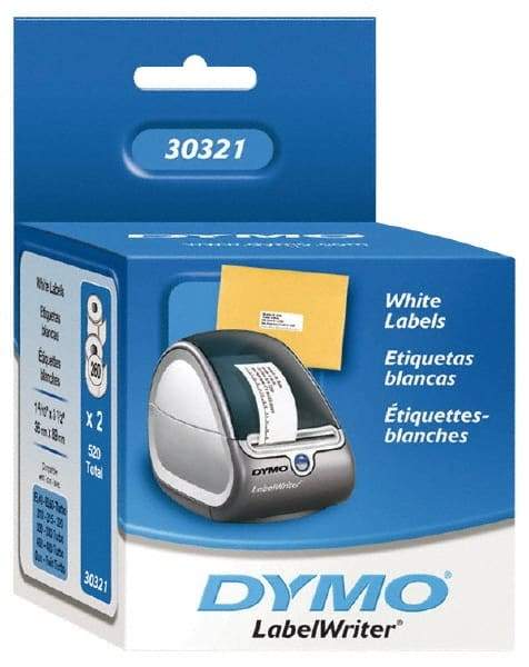 Dymo - 3-1/2" Long, White Die Cut Paper with Semi Perm. Adhesive Shipping Label - For DYMO LabelWriter Printers - Eagle Tool & Supply