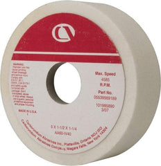 Grier Abrasives - 5" Diam, 1-1/4" Hole Size, 1-1/2" Overall Thickness, 60 Grit, Type 6 Tool & Cutter Grinding Wheel - Medium Grade, Aluminum Oxide, I Hardness, Vitrified Bond, 4,966 RPM - Eagle Tool & Supply