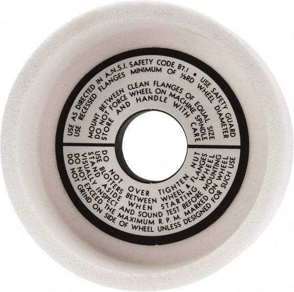 Grier Abrasives - 5" Diam, 1-1/4" Hole Size, 1-1/2" Overall Thickness, 80 Grit, Type 6 Tool & Cutter Grinding Wheel - Medium Grade, Aluminum Oxide, K Hardness, Vitrified Bond, 4,966 RPM - Eagle Tool & Supply