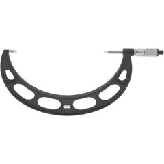 Starrett - 8" to 9" Mechanical Satin Chrome Coated Blade Micrometer - 0.001" Graduation, 0.76mm Blade Thickness, Speeder Thimble - Eagle Tool & Supply