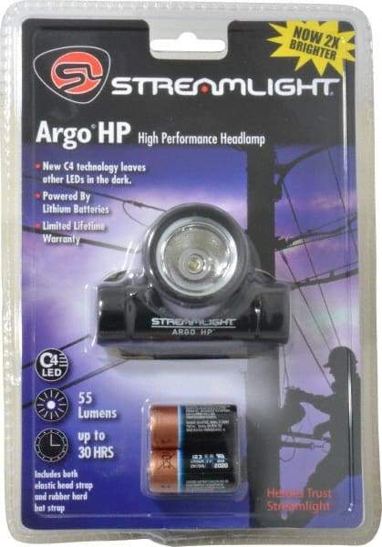 Streamlight - Impact Resistant, Water Resistant, Plastic Hands Free Flashlight - 62 Lumens, 1.75 hr Runtime, LED Bulb, Black Body, 2 Lithium Lithium Batteries Included - Eagle Tool & Supply