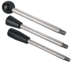 Gibraltar - 5/16-18 Stem, 0.98" Knob Diam, 5/16" Shaft Diam, Type A Gear Lever Arm with Ball Knob - 0.43" Thread Length, 4.8" Handle Length, Stainless Steel Shaft, Phenolic Knob - Eagle Tool & Supply