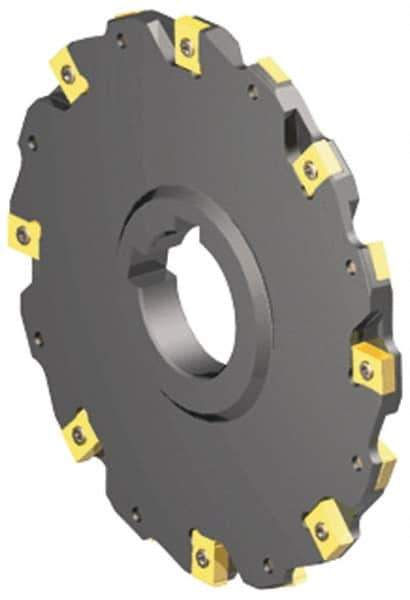 Kennametal - Arbor Hole Connection, 3/8" Cutting Width, 0.966" Depth of Cut, 4" Cutter Diam, 1-1/4" Hole Diam, 9 Tooth Indexable Slotting Cutter - 90° LN Toolholder, LNE 1245... Insert - Eagle Tool & Supply