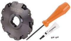 Kennametal - Arbor Hole Connection, 5/16" Cutting Width, 1.435" Depth of Cut, 5" Cutter Diam, 1-1/4" Hole Diam, 6 Tooth Indexable Slotting Cutter - 90° LN Toolholder, LNE 1245... Insert - Eagle Tool & Supply