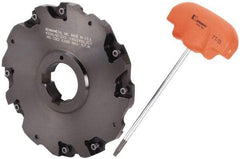 Kennametal - Arbor Hole Connection, 3/8" Cutting Width, 1.466" Depth of Cut, 5" Cutter Diam, 1-1/4" Hole Diam, 4 Tooth Indexable Slotting Cutter - 90° LN Toolholder, LNE 1245... Insert - Eagle Tool & Supply