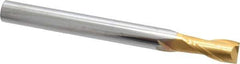 SGS - 3/8", 7/8" LOC, 3/8" Shank Diam, 4" OAL, 2 Flute, Solid Carbide Square End Mill - Single End, TiN Finish, Spiral Flute, 30° Helix, Centercutting, Right Hand Cut, Right Hand Flute, Series 59 - Eagle Tool & Supply