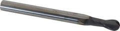 SGS - 3/8" Diam, 7/8" LOC, 2 Flute Solid Carbide Ball End Mill - AlTiN Finish, Single End, 4" OAL, 3/8" Shank Diam, Spiral Flute - Eagle Tool & Supply
