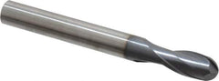 SGS - 1/2" Diam, 1" LOC, 2 Flute Solid Carbide Ball End Mill - AlTiN Finish, Single End, 4-1/2" OAL, 1/2" Shank Diam, Spiral Flute - Eagle Tool & Supply