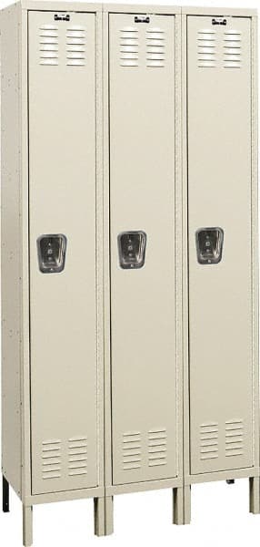 Hallowell - 3 Door, 1 Tier, Galvanite Corrosion Resistant Wardrobe & Box Lockers - Eagle Tool & Supply