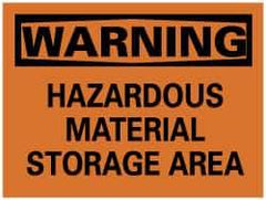NMC - "Warning - Hazardous Material Storage Area", 7" Long x 10" Wide, Rigid Plastic Safety Sign - Rectangle, 0.05" Thick, Use for Hazardous Materials - Eagle Tool & Supply