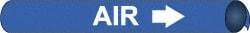 NMC - Pipe Marker with Air Legend and Arrow Graphic - 3-3/8 to 4-1/2" Pipe Outside Diam, White on Blue - Eagle Tool & Supply
