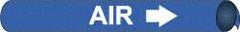 NMC - Pipe Marker with Air Legend and Arrow Graphic - 3-3/8 to 4-1/2" Pipe Outside Diam, White on Blue - Eagle Tool & Supply