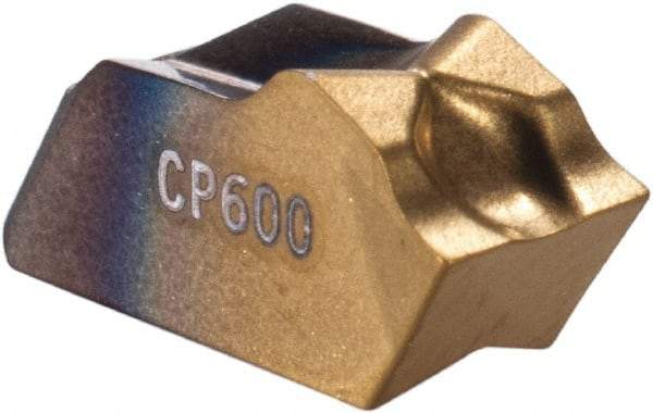 Seco - 150.105 14 CP600 Grade, 0.2" Cutting Width, Carbide Cutoff Insert - 0° Neutral Lead Angle, 0.01" Cnr Rad, TiAlN/TiN Coated - Eagle Tool & Supply