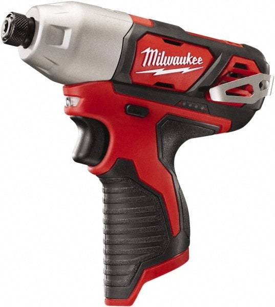 Milwaukee Tool - 12 Volt, 1/4" Drive, 1,000 In/Lb Torque, Cordless Impact Driver - Pistol Grip Handle, 2500 RPM, Lithium-Ion, Bare Tool - Eagle Tool & Supply