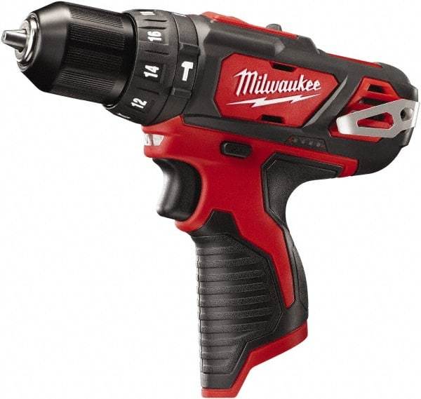 Milwaukee Tool - 12 Volt 3/8" Keyless Chuck Cordless Hammer Drill - 0 to 22,500 BPM, 0 to 400 & 0 to 1,500 RPM, Reversible - Eagle Tool & Supply