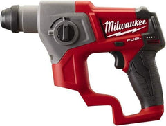 Milwaukee Tool - 12 Volt SDS Plus Chuck Cordless Rotary Hammer - 0 to 6,200 BPM, 0 to 900 RPM, Reversible - Eagle Tool & Supply