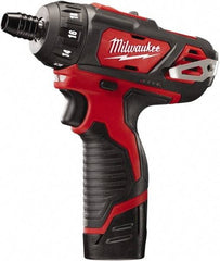 Milwaukee Tool - 12 Volts, Lithium-Ion Battery, Pistol Grip Cordless Screwdriver - 2 Speeds, 400 and 1,500 RPM, 275 Inch/Lbs. Torque - Eagle Tool & Supply